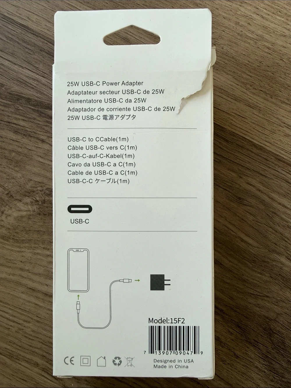 NEW 25W USB-C Fast Charge Wall Power Adapter with USB-C to C Braided Woven Cable